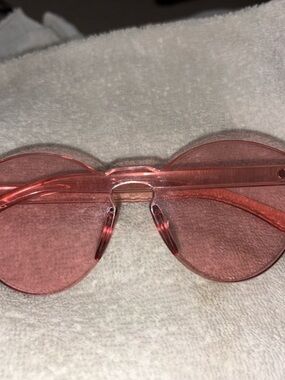 Pink Round Women's Sunglasses - Clear Pink Frame